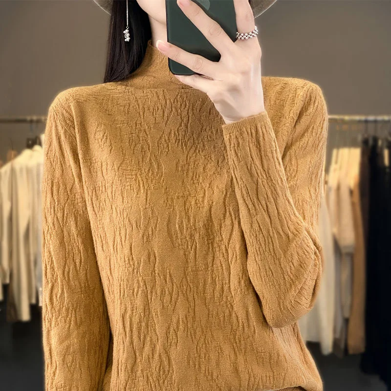 

2023 Autumn and Winter Women's Cashmere Half High Collar Pullover Casual Fashion Solid Color High Quality Soft Skincare Comforta