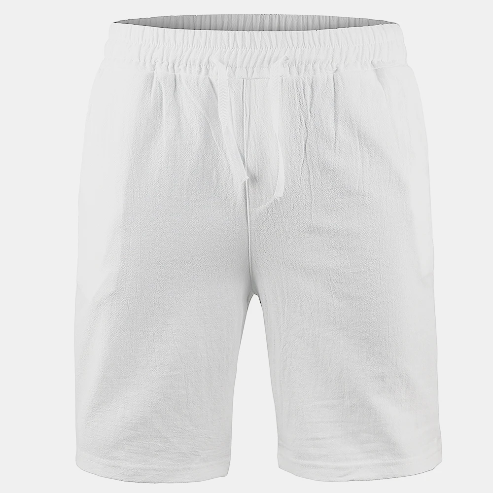 KB New Men's Cotton Linen Shorts Pants Male Summer Breathable Solid Color Linen Trousers Fitness Streetwear S-3XL 4