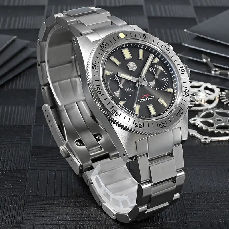 

San Martin Chronograph Seagull ST1901 Movement 62mas Men's Watch Luxury C3 Luminous Automatic Machinery Wrist watch Diver Clock