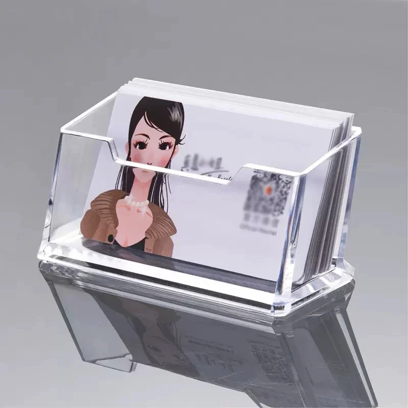 Business Card Holder Acrylic Clear Name Cards Organizer Office Desk Display Stand Transparent Business Card Shelf Storage Boxes