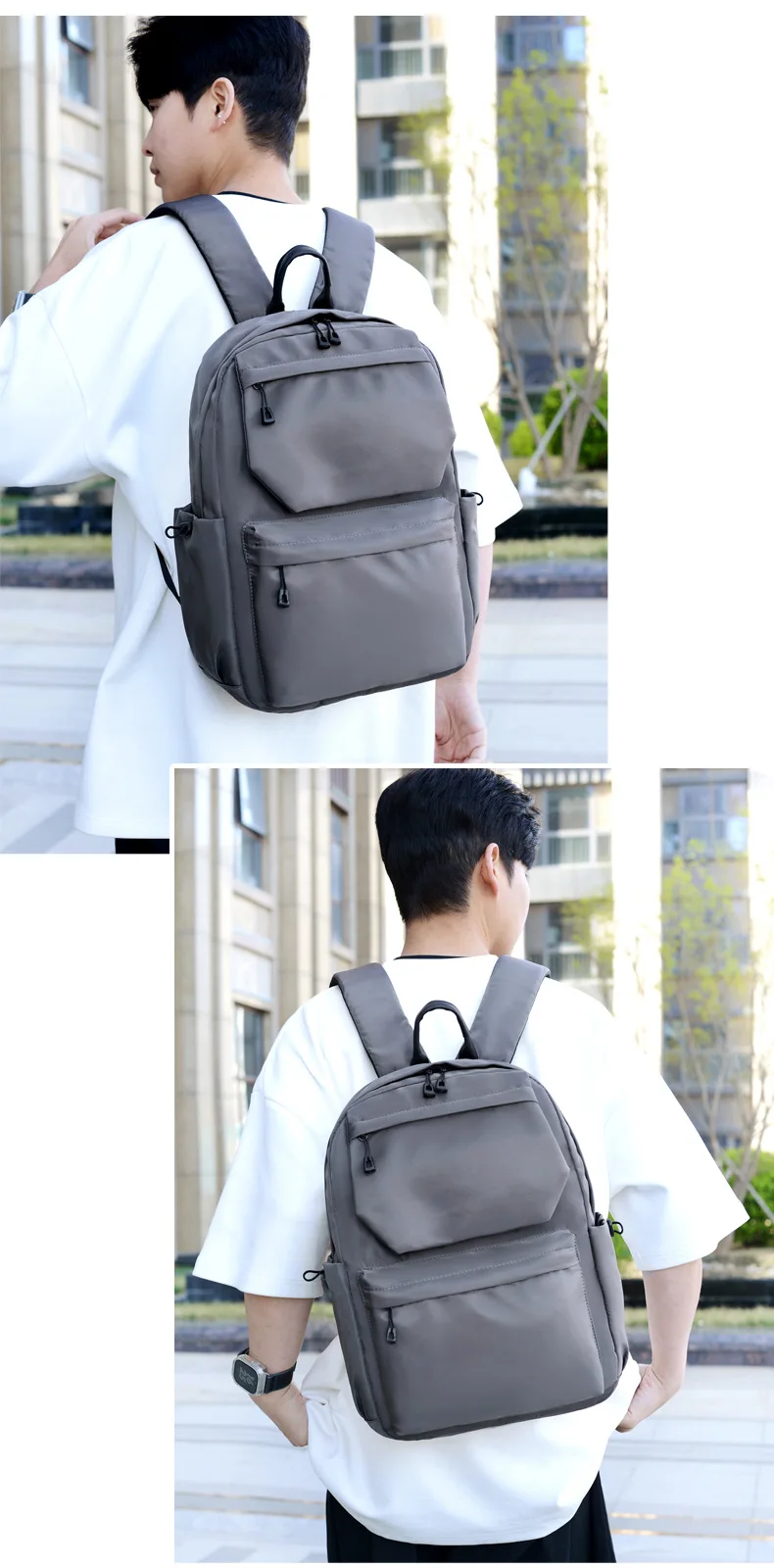 حقيبة ظهر للسفر خفيفة الوزن للرجال، حقيبة ظهر جديدة من قماش أكسفورد ذات سعة كبيرة لعام 2025، حقيبة مدرسية سوداء لطلاب الجامعات