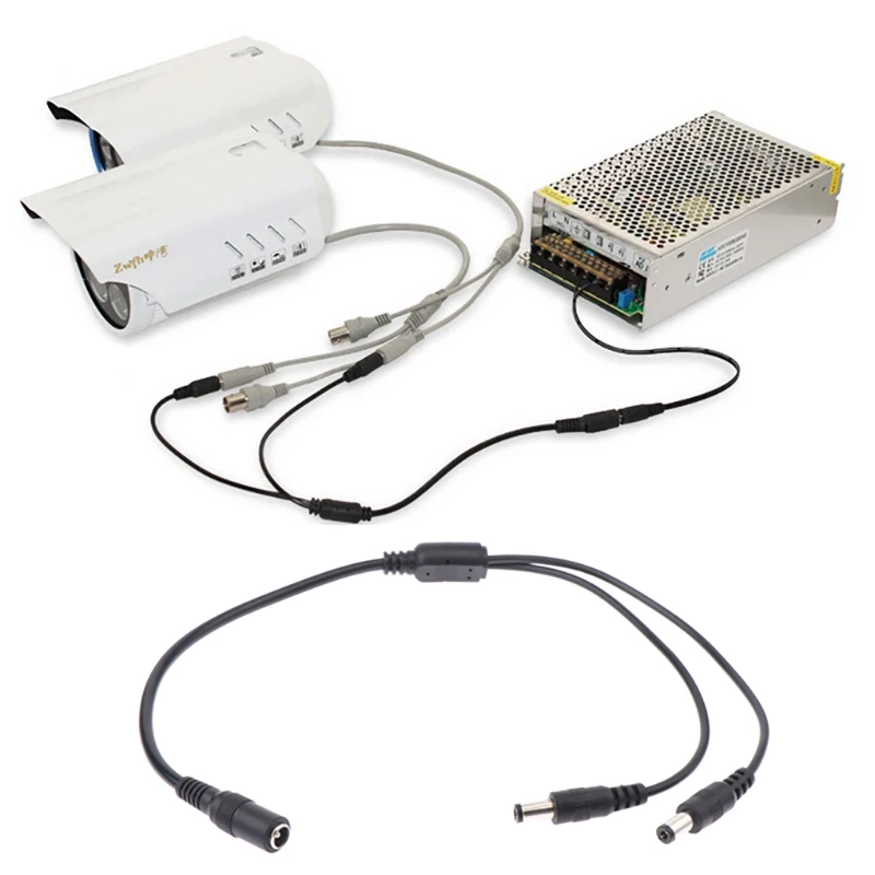 

POE CCTV Tester IP Camera DC 1 To 2 Power Splitter Cable Cord For CCTV Camera 1 Female To 2 Male