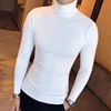 Mens Turtleneck Sweaters Winter Warm Knit Pullover Korean Cotton Solid Color Casual Slim Sweater Male Clothing Bottoming Shirt 3