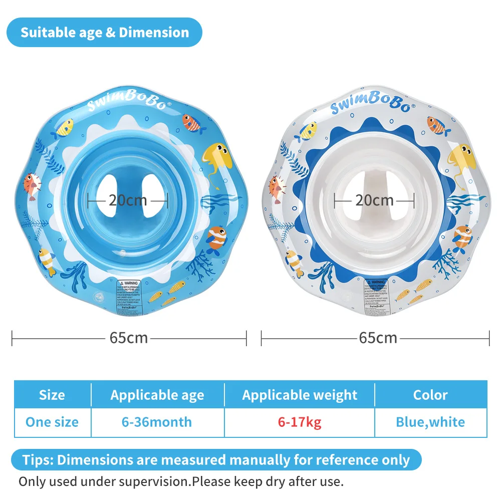 Swimbobo Cool Inflatable Swimming Seat Ring Water Toy Kids PVC White Chid Floats  For Summer Portable Blue Ocean Baby Float Ring 3