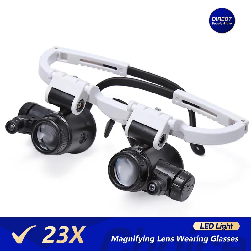 Magnifying Glass Acrylic Lens Magnifying Lens Wearing Glasses 8 Times 23 Times High Magnification With Led Light