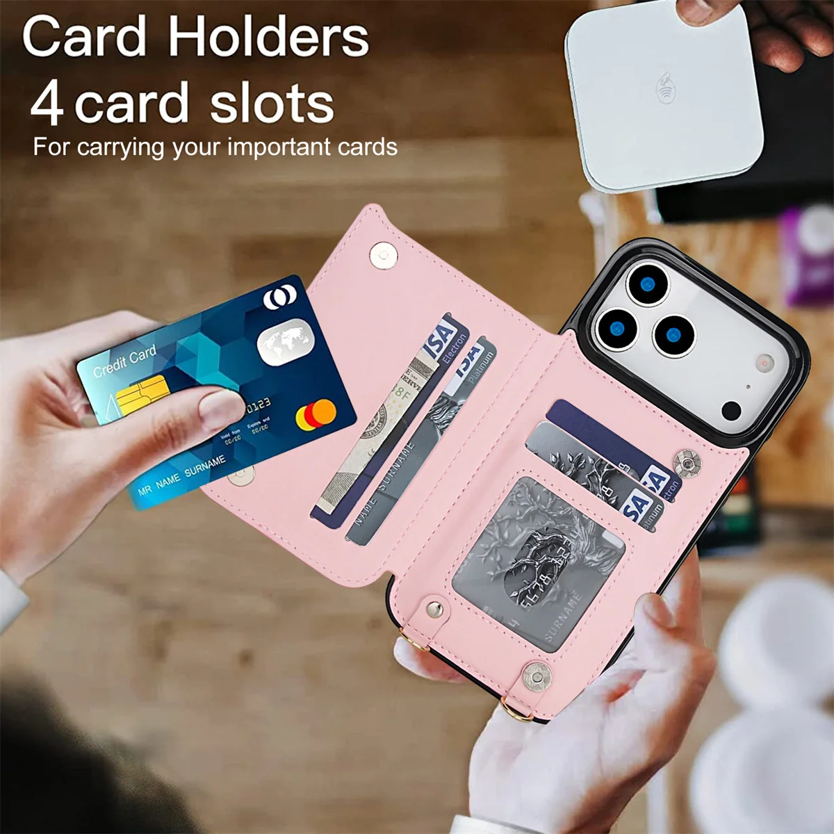 Elegant Leather Crossbody Zipper Wallet with RFID Protection and Card Slots