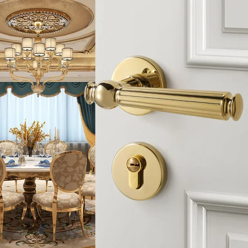 

Zinc Alloy Golded Door Lock Indoor Wood Door Locsk Bedroom Split Handle Knob Lockset European American Room Locksets