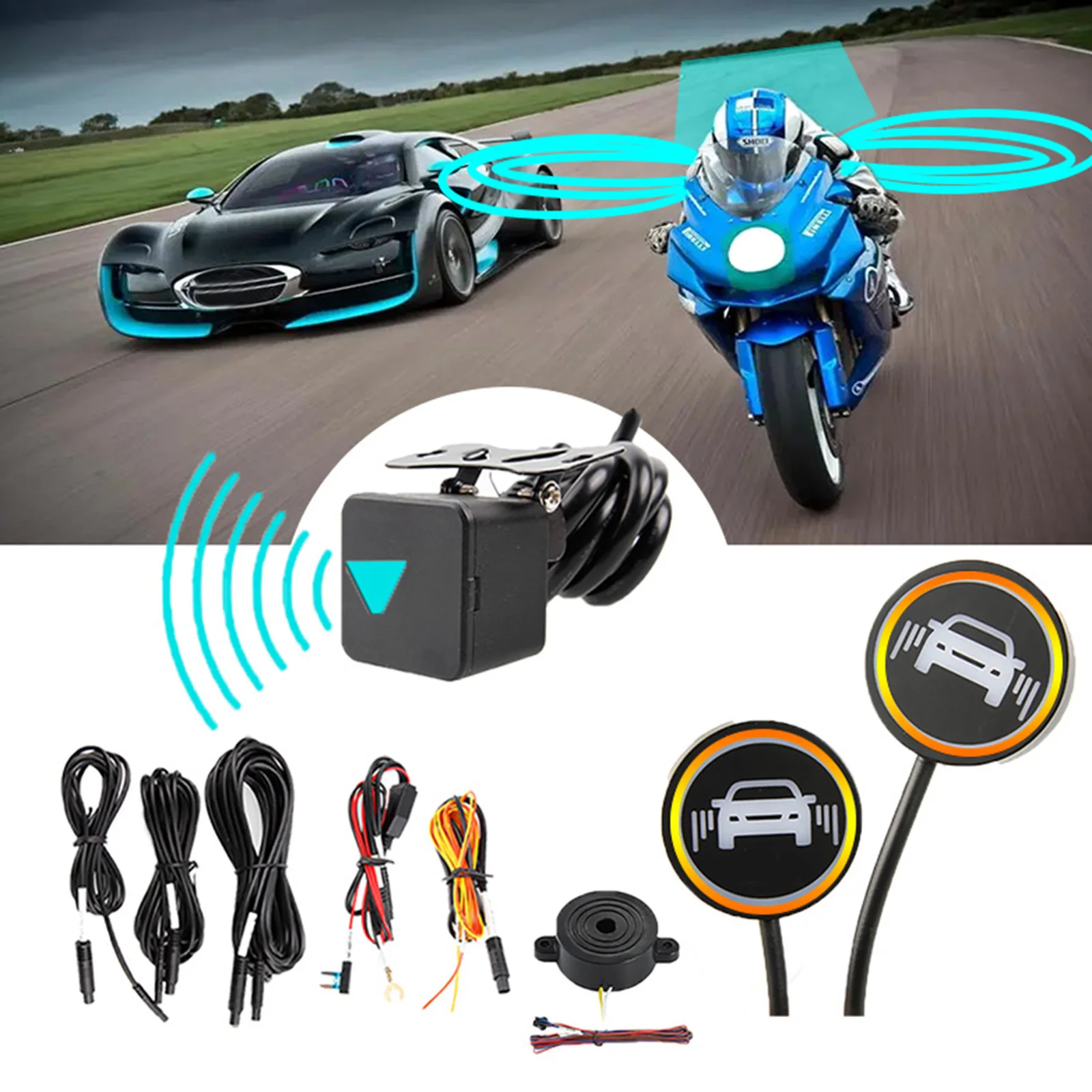 

Motorcycle Blind Spot Radar Detection System Warn Light Microwave Sensor Change Lane Drive Assistance BSD Reversing Radar Sensor
