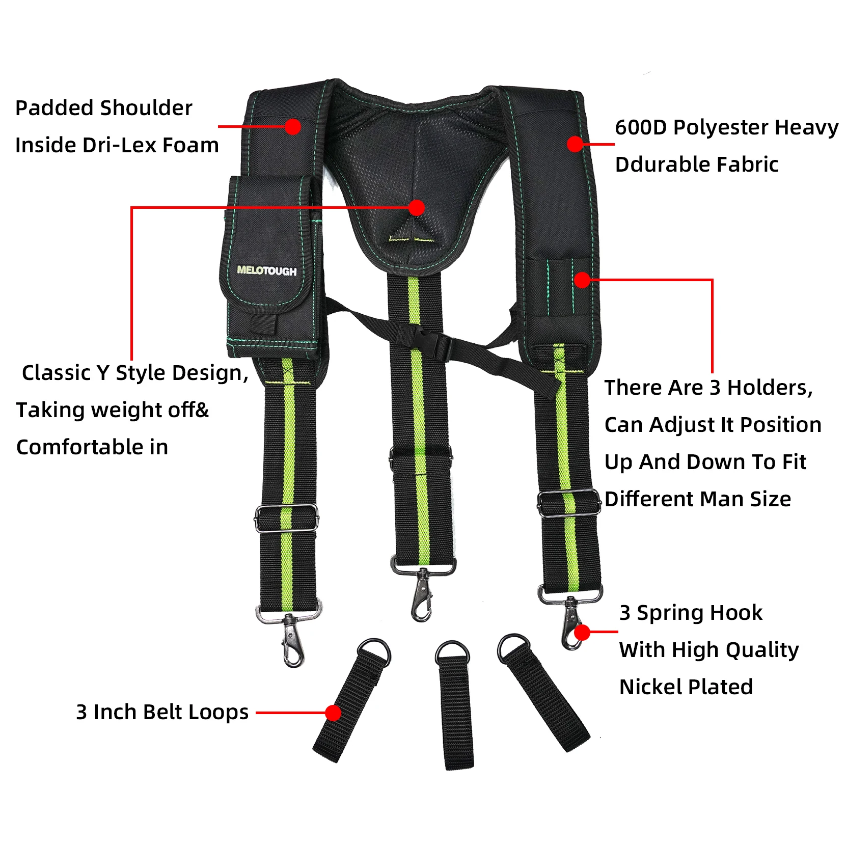 MELOTOUGH Work Suspenders Tool Belt Suspenders with Large - Main Image