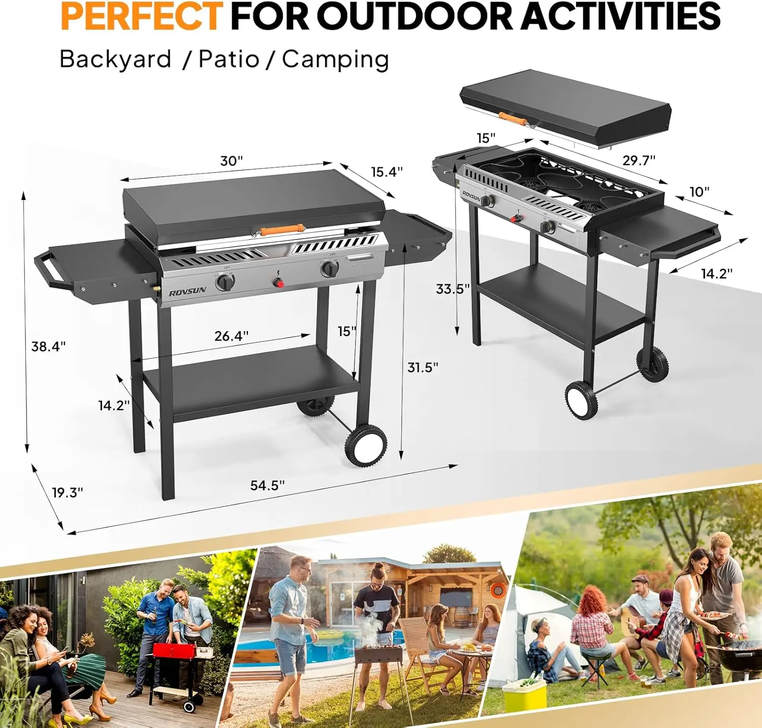 Burner Outdoor Propane Gas Stove with Griddle, Auto-ignition, Regulator & Side Shelves, 150,000 BTU Powerful Stand Cook 6