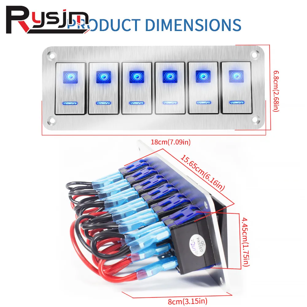 WaterproofMetalToggleSwitchControlPanel6Gang4GangRocker