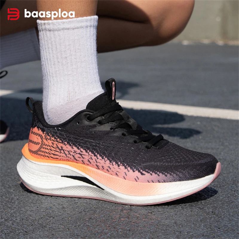 Baasploa New Running Shoes Women Lightweight Breathable Non-slip Sneakers Female Outdoor Carbon Plate Professional Sports Shoes