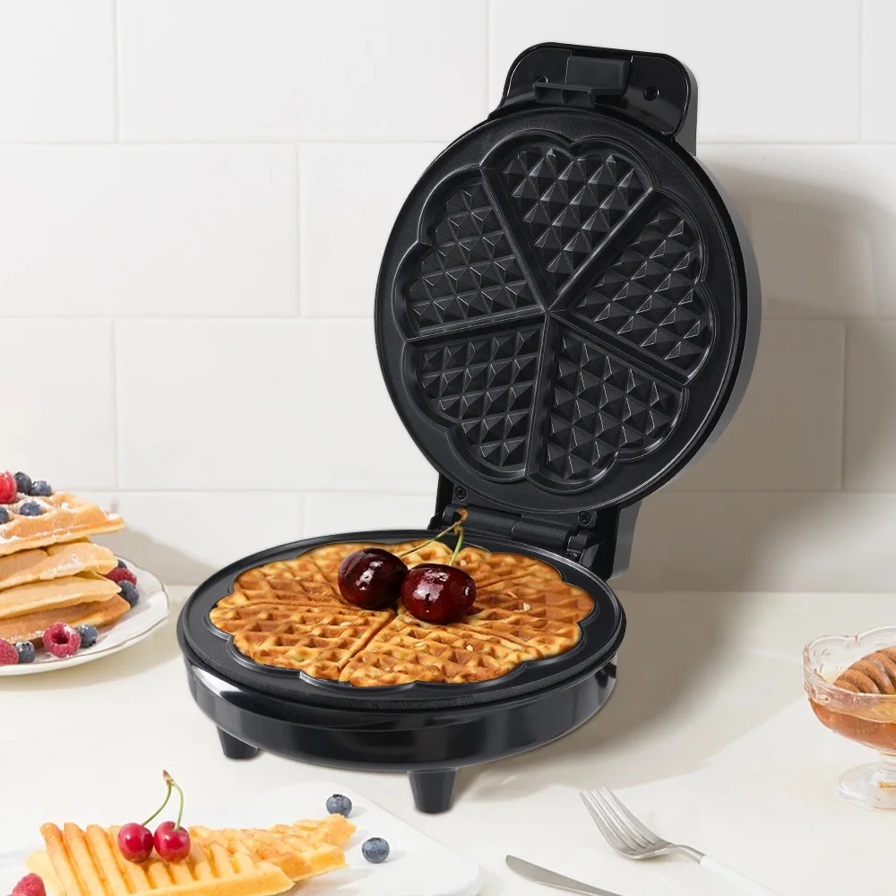Breakfast Machine 5 Slice Heart Shaped Non-Stick Electric Waffles Cooking Appliance Multifunctional Mini Waffle Biscuit Machine