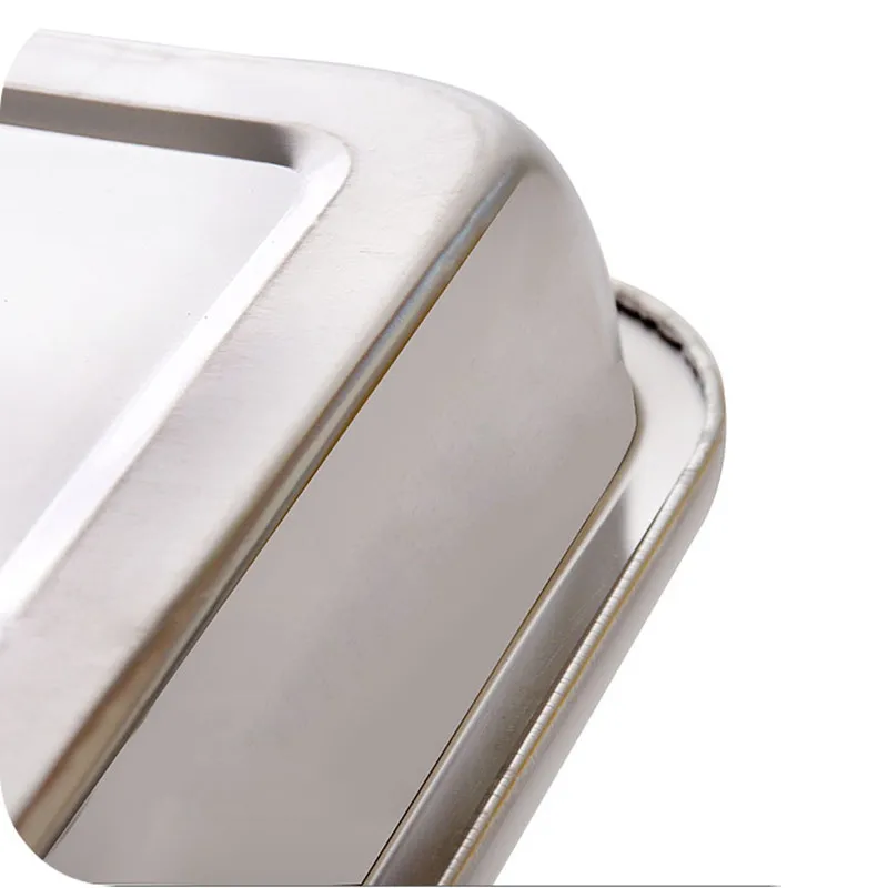 Thickened rectangular stainless steel tray double layer can be drain basin for fruit and vegetable cup BBQ food tray