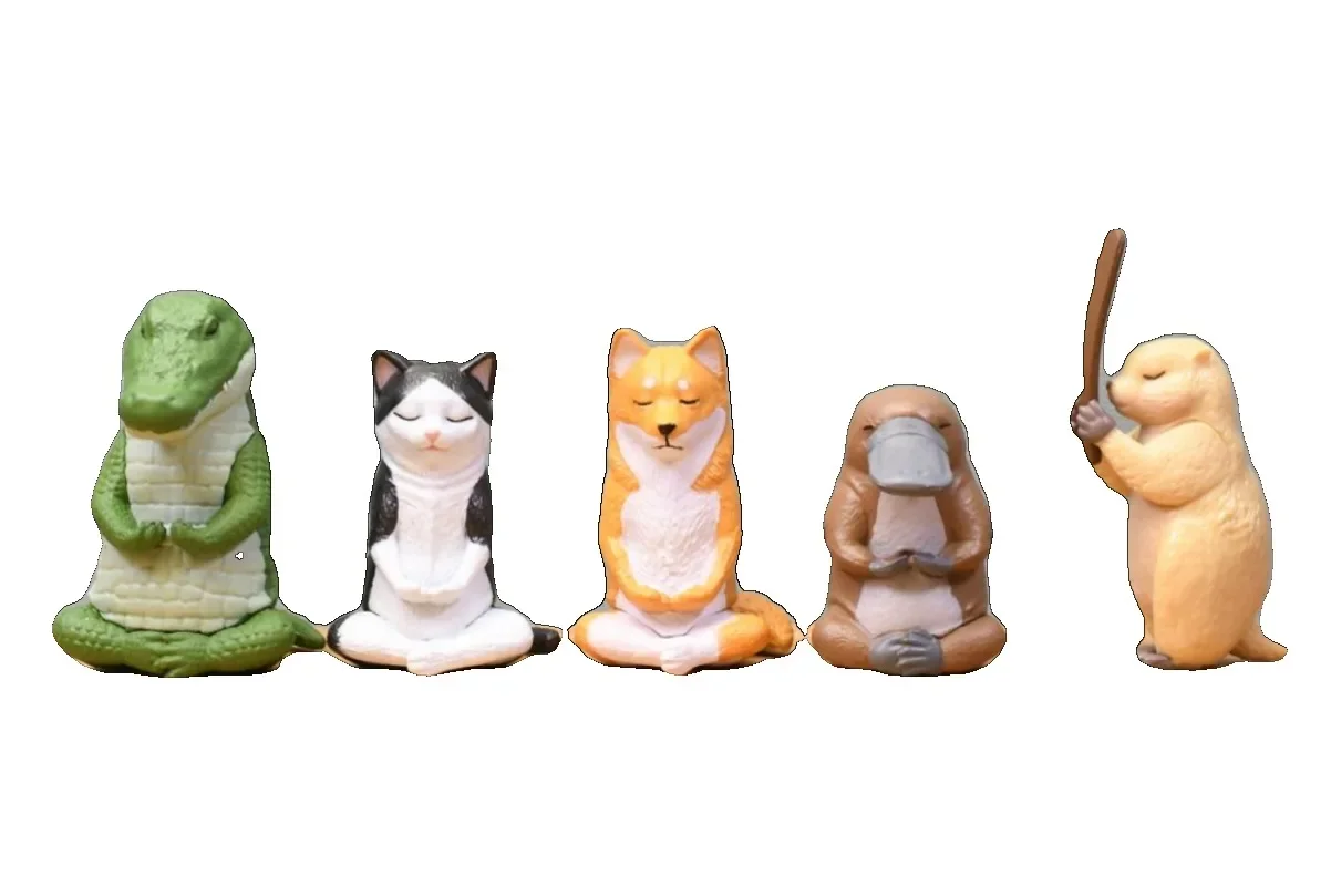 絶版 稀少 旧Cat Shiro One JP ジョナサン・セルゲイ 2体セット Yell Original Gashapon Kawai Cute Anime Meditate Animal Crocodile
