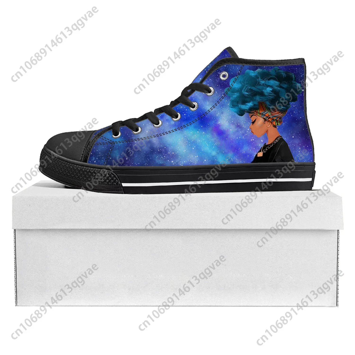 African Woman Black Pop High Top High Quality Sneakers Mens Womens Teenager Canvas Sneaker Casual Couple Shoes Custom Shoe Black