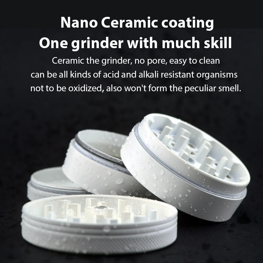Premium Aluminum Nonstick White Grinder 4 Layers Spice Crusher 3