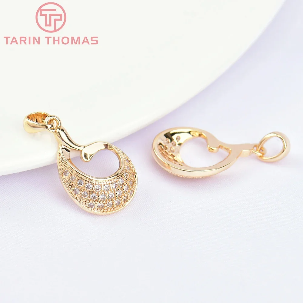 

(5768) 2PCS 12x16MM 24K Gold Color Brass with Zircon Water Drop Pendants High Quality DIY Jewelry Making Findings Wholesale