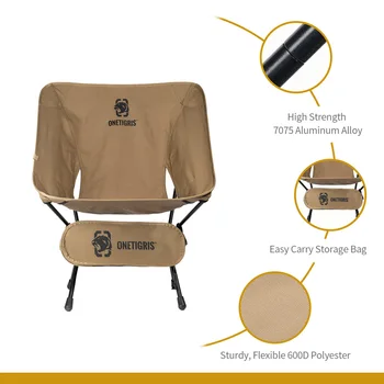 OneTigris Portable Camping Chairs Multicam Foldable Outdoor Chair For Camping Trekking Fishing BBQ Parties Gardening Indoor Use 3