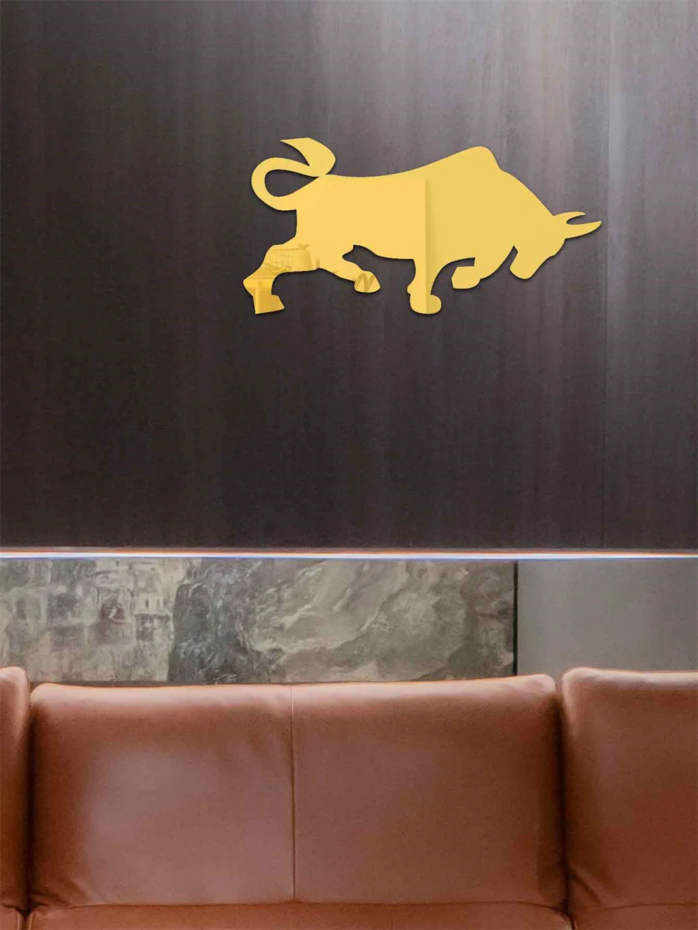 3D Mirror Wall Sticker Self-Adhesive Big Dog Little Cattle Art Mirror Decals DIY Background Living Room Decoration Wall Stickers