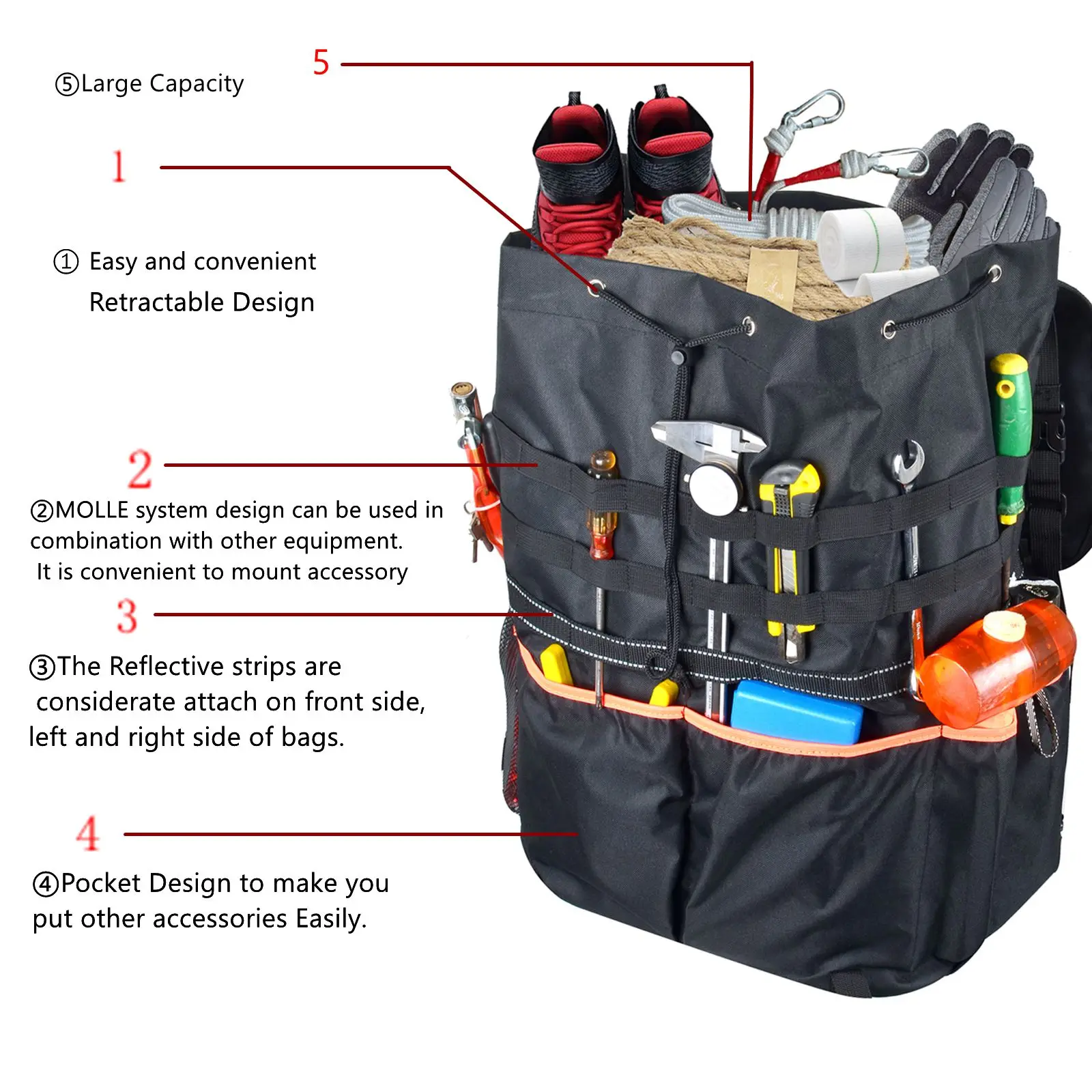 Universal Outdoors Large Capacity Tire Trash Bag Vehicle Spare Tire Tool SUV Trunk Organizer For Truck Wrangle JK JL Off-Road