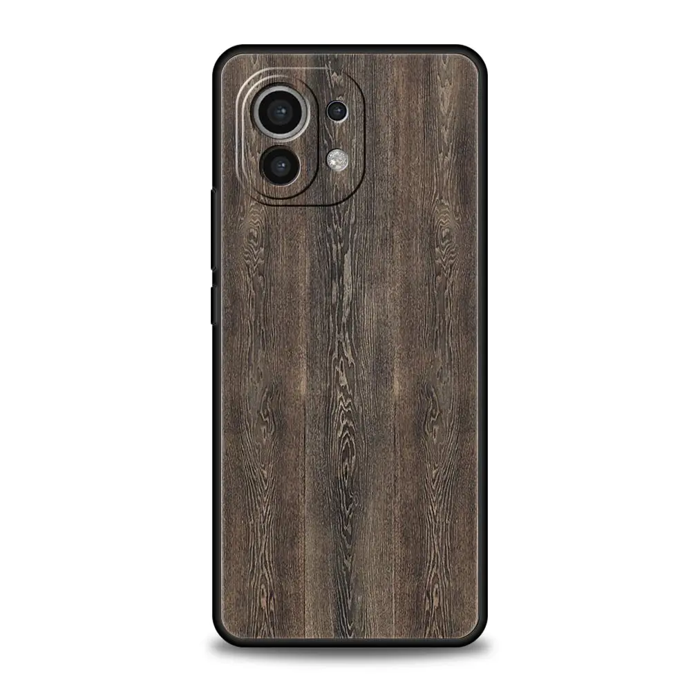 Carved Wood Design Black Silicone Phone Case Cover
