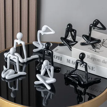 1/4PCS Nordic Light Luxury Style Abstract Figure Home Decoration Ornaments Sitting Posture Statue Crafts Desktop Decor Artworks 1