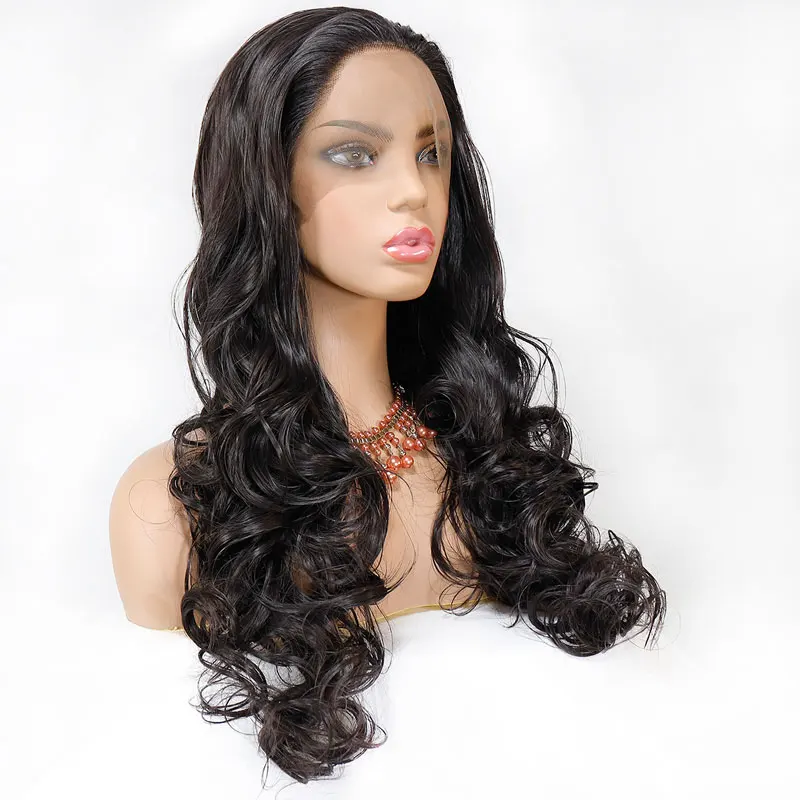 

Темные коричневые волнистые синтетические кружевные передние парики bomshell безклеевые высококачественные термостойкие волоконные натуральные волосы для женщин