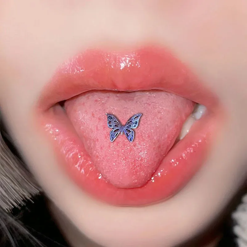 316L Titanium Steel Tongue Pin Spicy Girl Sweet Cool Butterfly Tongue