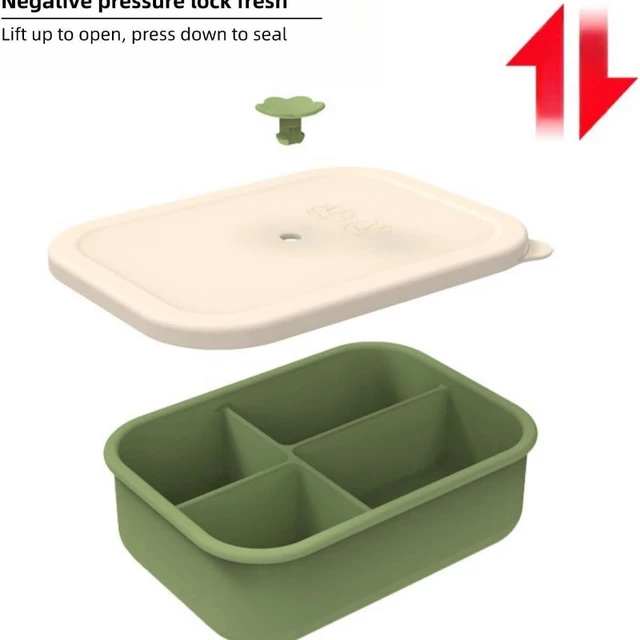 Boîte à déjeuner Bento en Silicone résistant aux fuites, récipient de préparation de repas réutilisable sans BPA avec 4 compartiments lave-vaisselle micro-ondes et coffre-fort 4