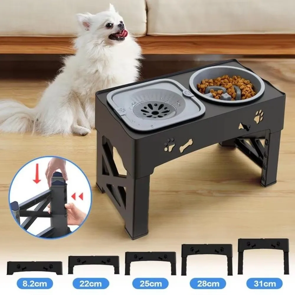 3 in 1 Pet Feeder Anti-Slip Adjustable Height Slow Feeder Bowl Foldable ...
