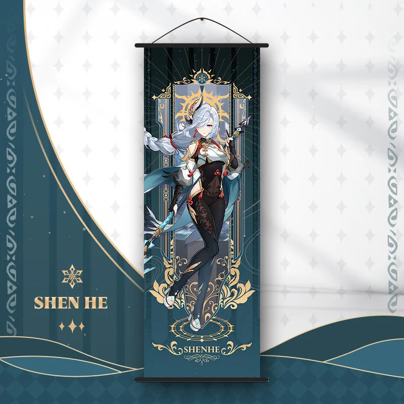 Genshin Impact Scroll Canvas Painting - Anime Wall Art Home Decor