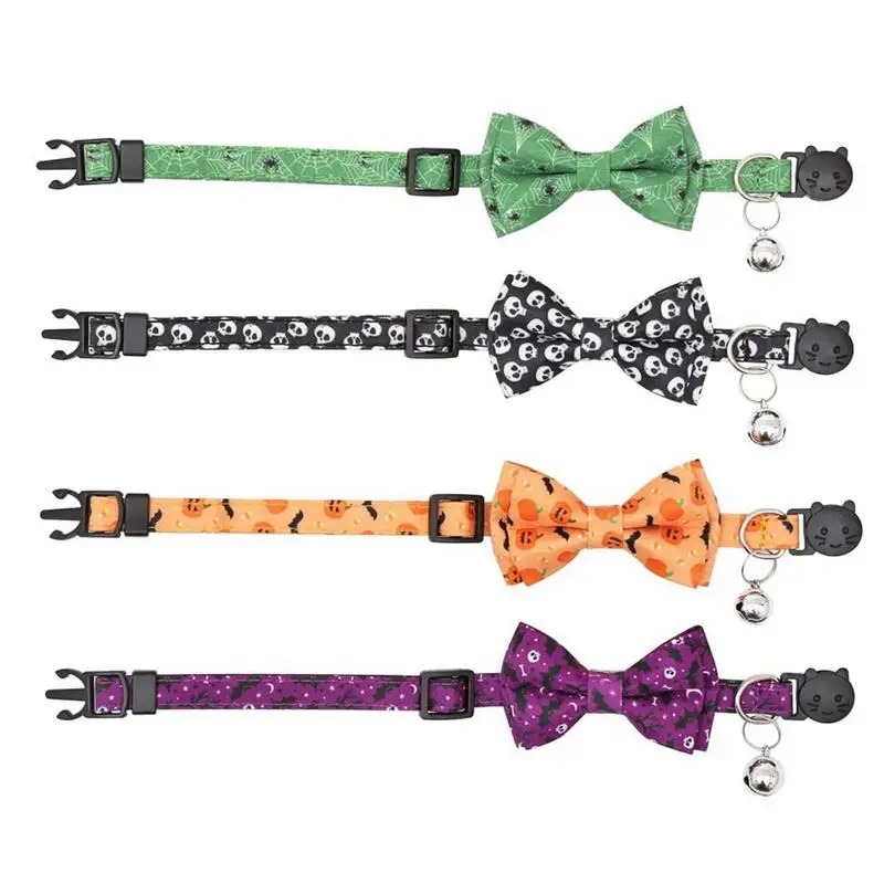 Dog Collar With Bowtie Halloween Removeable Bow Tie With Ringing Bell Dogs Cats Costumes Accessories For Traveling Photography 3