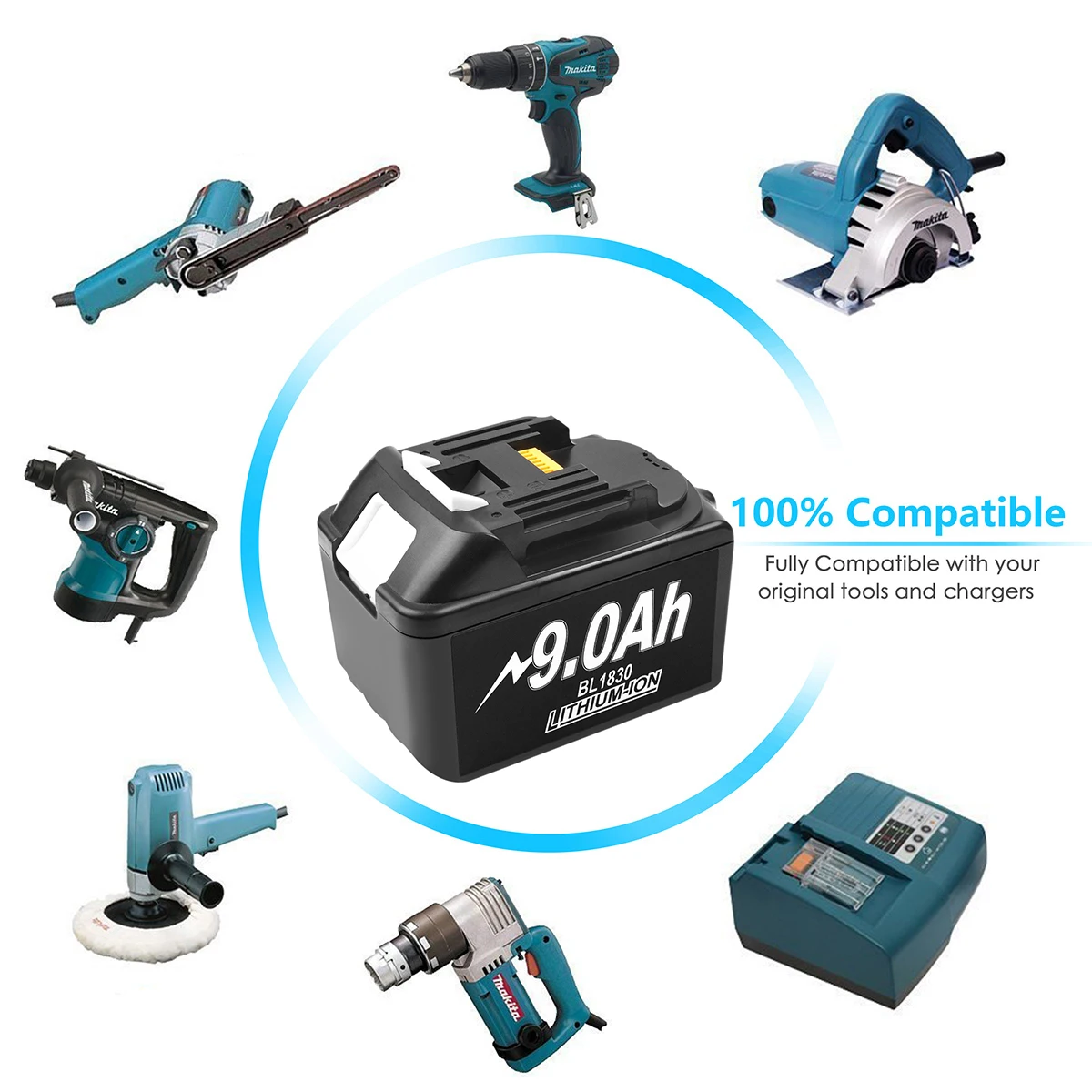 2022 Upgraded 9A/3A/6A for Makita 18V Battery BL1830B BL1850B BL1850 BL1840 BL1860 BL1815  Replacement Lithium Battery