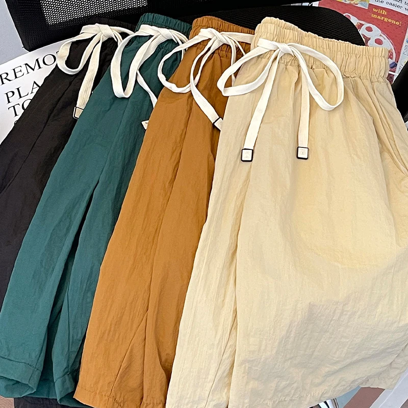 남성 세트 여름 뉴 하프 지퍼 한국 캐주얼 루즈 솔리드 반소매 탑 패션 다목적 Drawstring 스트레이트 레그 반바지