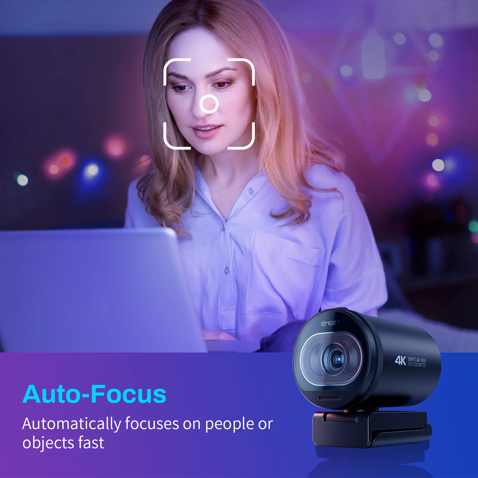 4K Streaming Webcam UHD 60FPS EMEET S600 AutoFocus Camera w/ Microphone &  Tripod