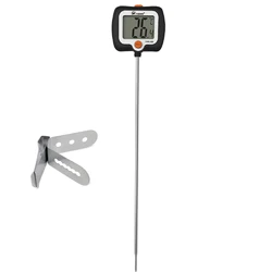 Premium Digital Food Thermometer with Stainless Steel Probe and LCD Display (Black)