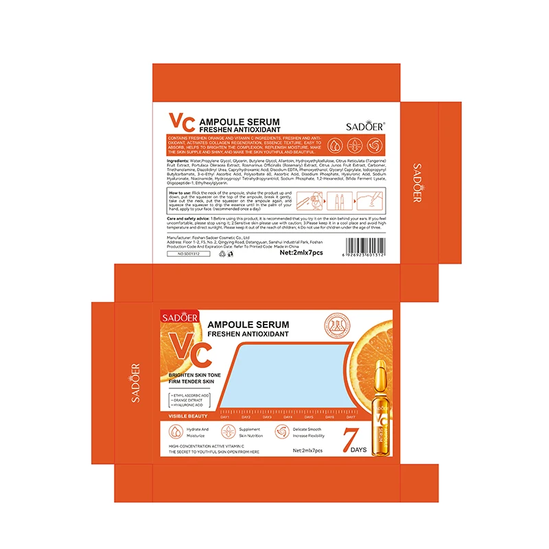 7pcs/Kit SADOER  Vitamin C Serum for Face Moisturizing Whitening Hydrating Facial Essence
