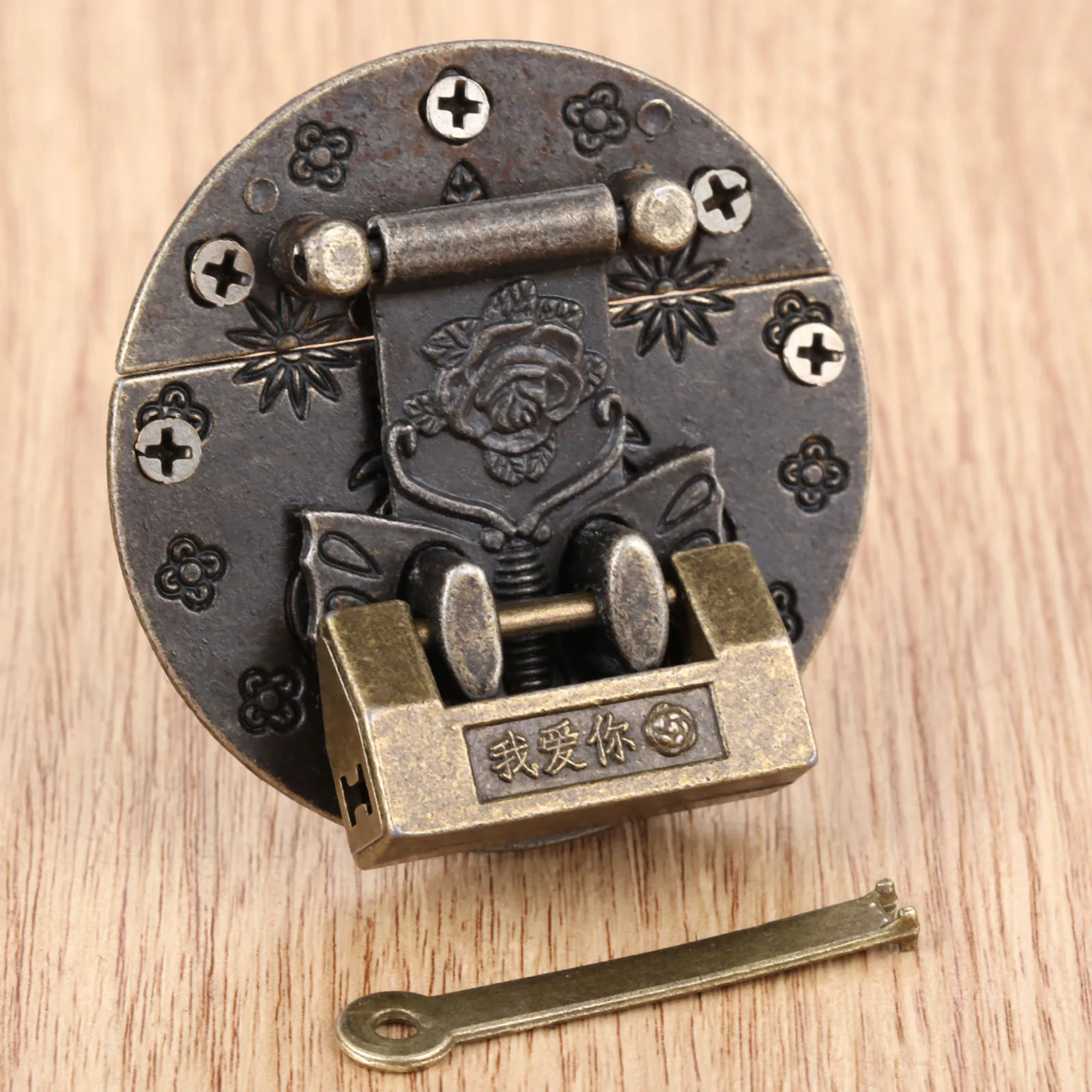 2pcs/set Padlock and Box Latch Hasp Chinese Old Style Vintage Jewelry Chest Gift Wine Case Suitcase Decorative Padlocks