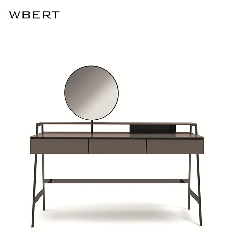 Wbert Nordic Modern, Minimalist, Contemporary, Light Luxury Hotel, Moon Mirror Vanity, , Bedroom Makeup Table