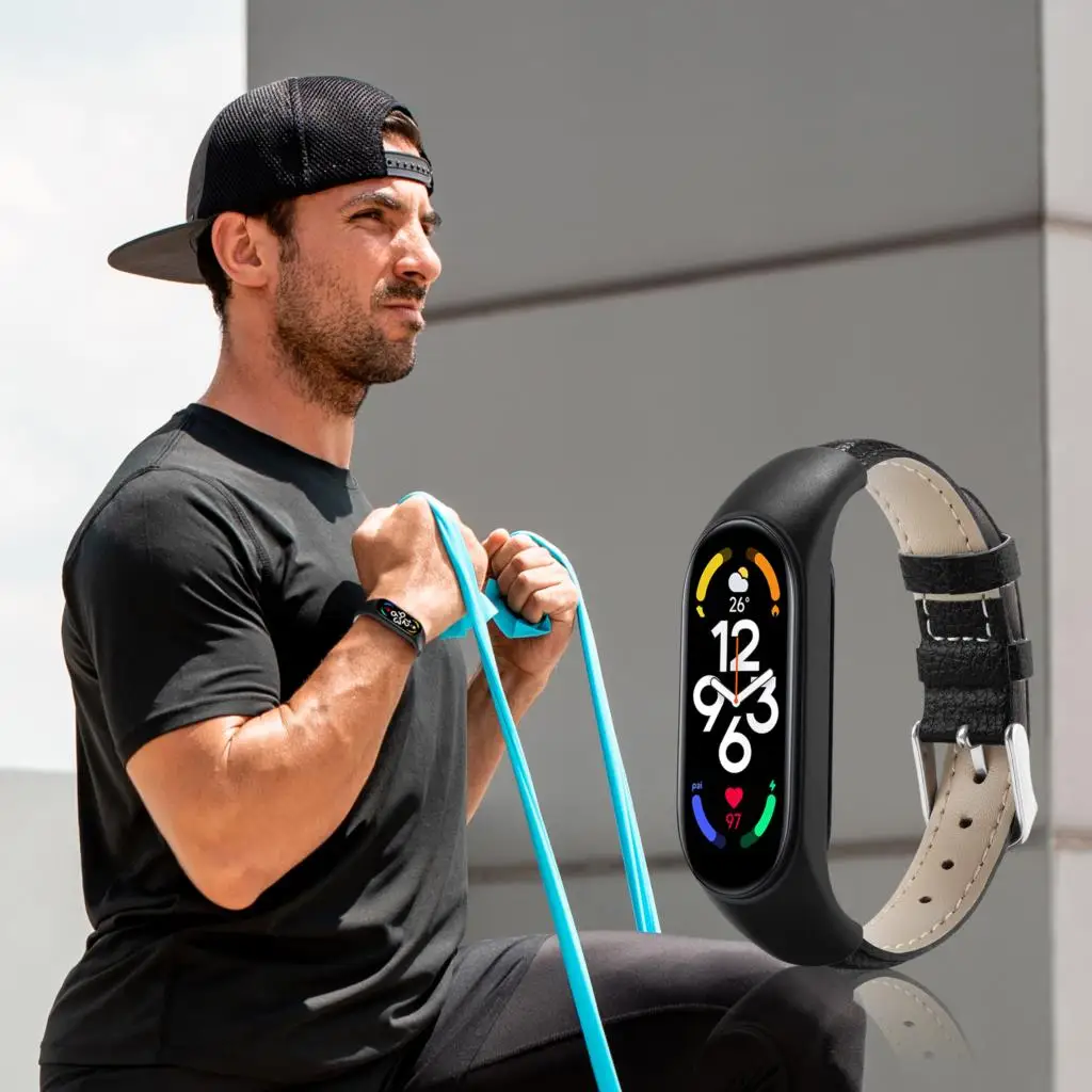 Suitable for Xiaomi Watch Strap Mi Band 7 6 5 4 3 Watch Strap Leather Wrist Strap Xiaomi Watch Strap Intelligent Accessories