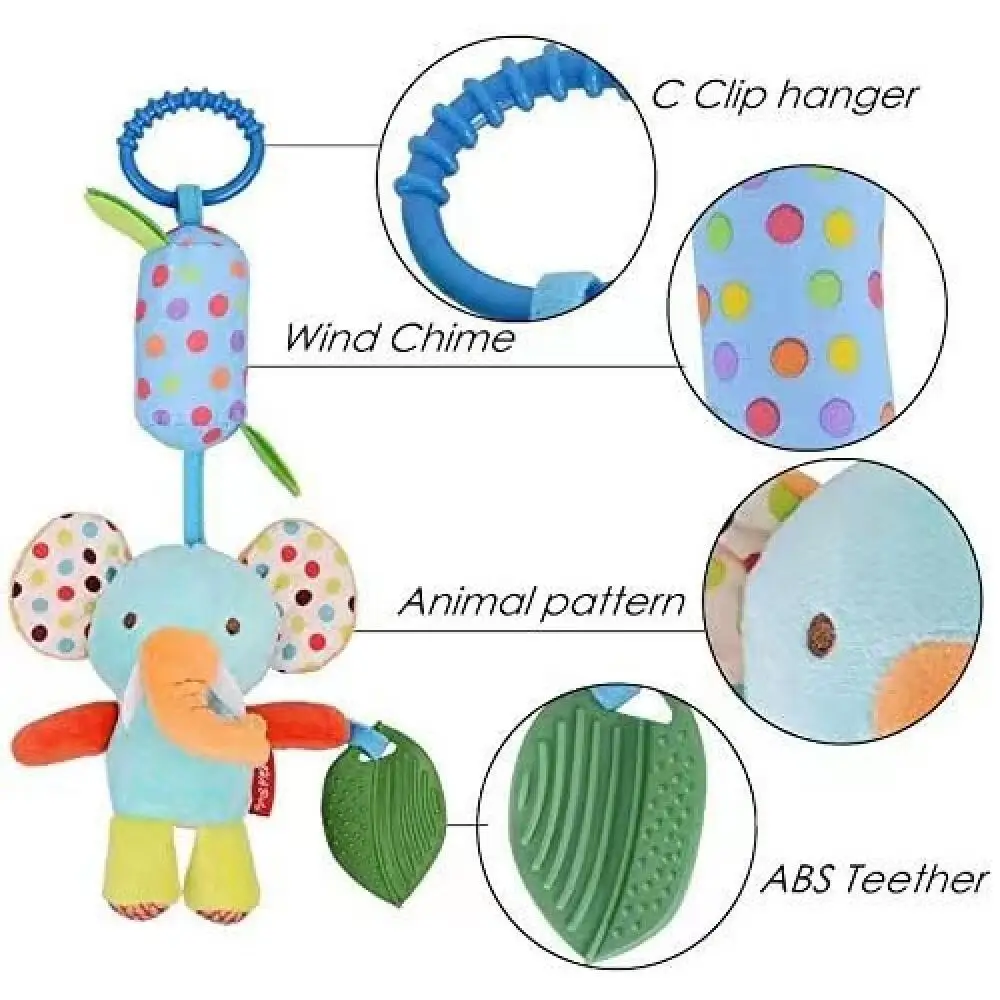 Baby Toys Ringing Bell with Gum Animal Wind Bell Bed Hanger Cart Hanger Sensory Training