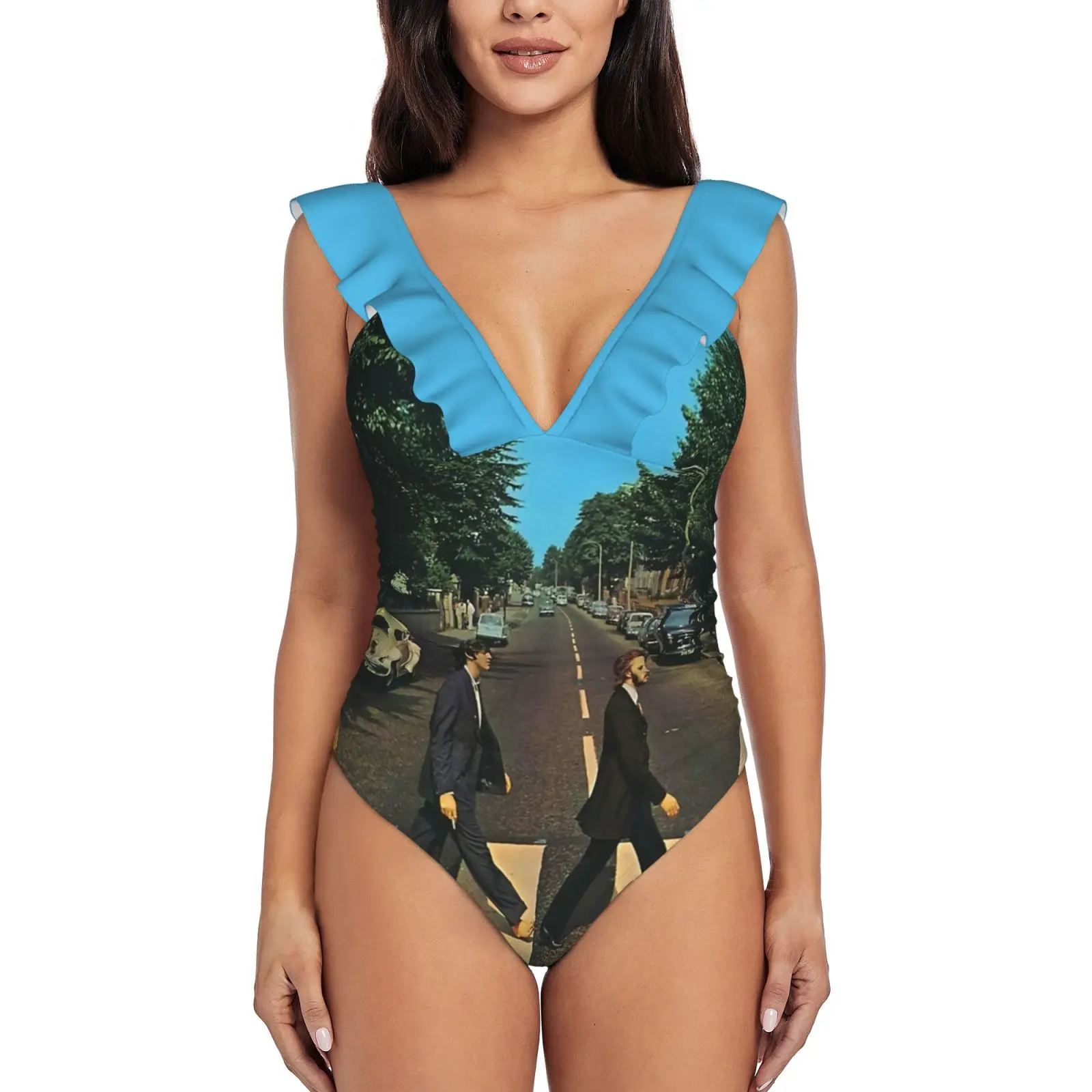 Music Abbey Rock Road The Beetles Sexy Costume Intero Donna Costumi Da Bagno Arruffati Donna Stampa Monokini Costumi Da Bagno Femminili Musica J