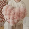 A Stylish Heart-Shaped Faux Fur Pillow - Machine Washable, Multi-Purpose 3D Bubble Velvet Decorative Cushion, Filled With 1