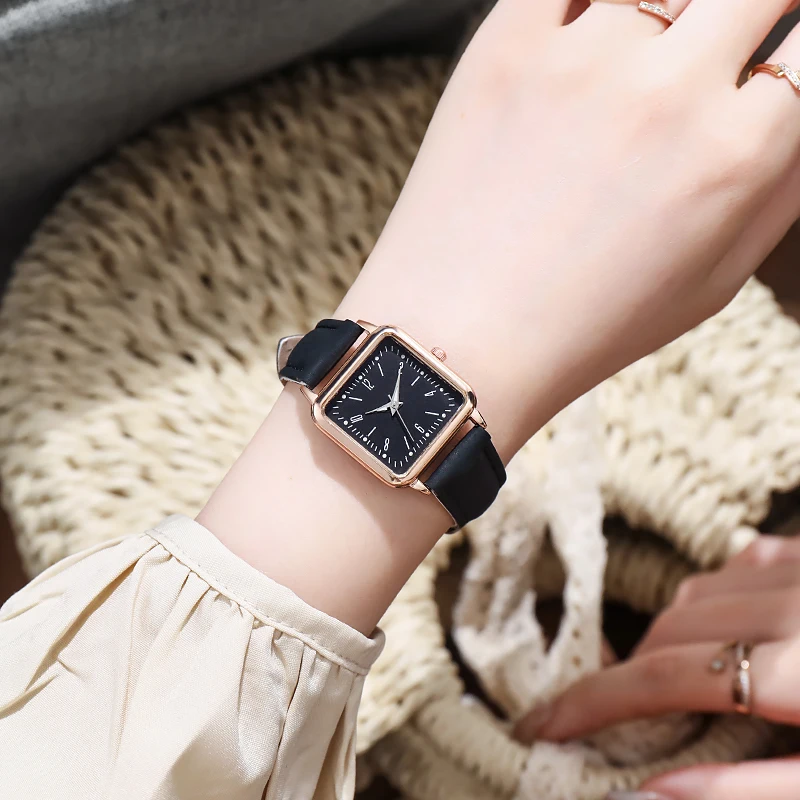 Women Watches Fashion Square Arabic Dial Quartz Watch Casual Leather Strap Ladies Wristwatches Clock Gift Reloj Mujer 5