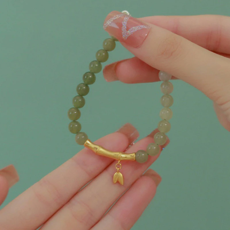Grüne Kristall Perlen Strang Armbänder Vintage Blatt Erdnuss Zubehör Quadratisch Für Frauen Mode Edlen Schmuck Zubehör