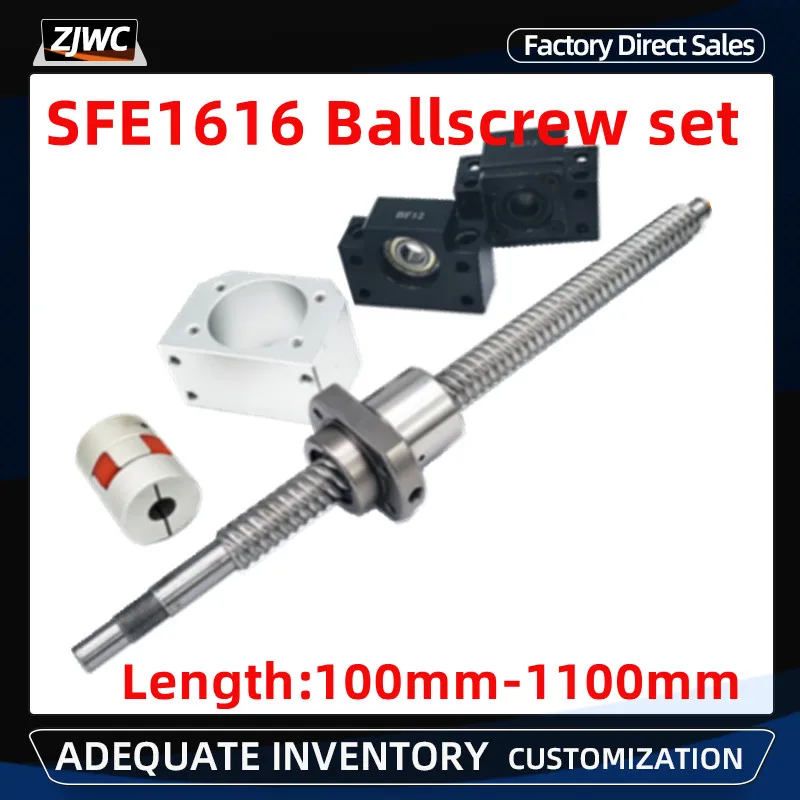 4 BK/BF12 4 lead ball screw RM1605-1200/1200/800/400mm end machined 4 ballnut 