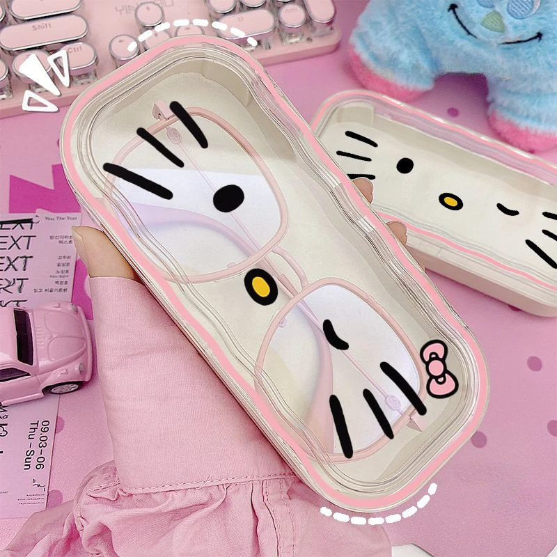 

Sanrio Hello Kitty Glasses Storage Box Anime Kawaii Cute Cartoon Girly Heart Glasses Protective Case Gifts for Girls