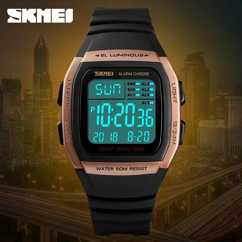 SKMEI 1278  Chrono Countdown Men Wristwatch  Casual Outdoor Male Clock Luminous montre homme Digital Dual Time Sport Mens Watche 5