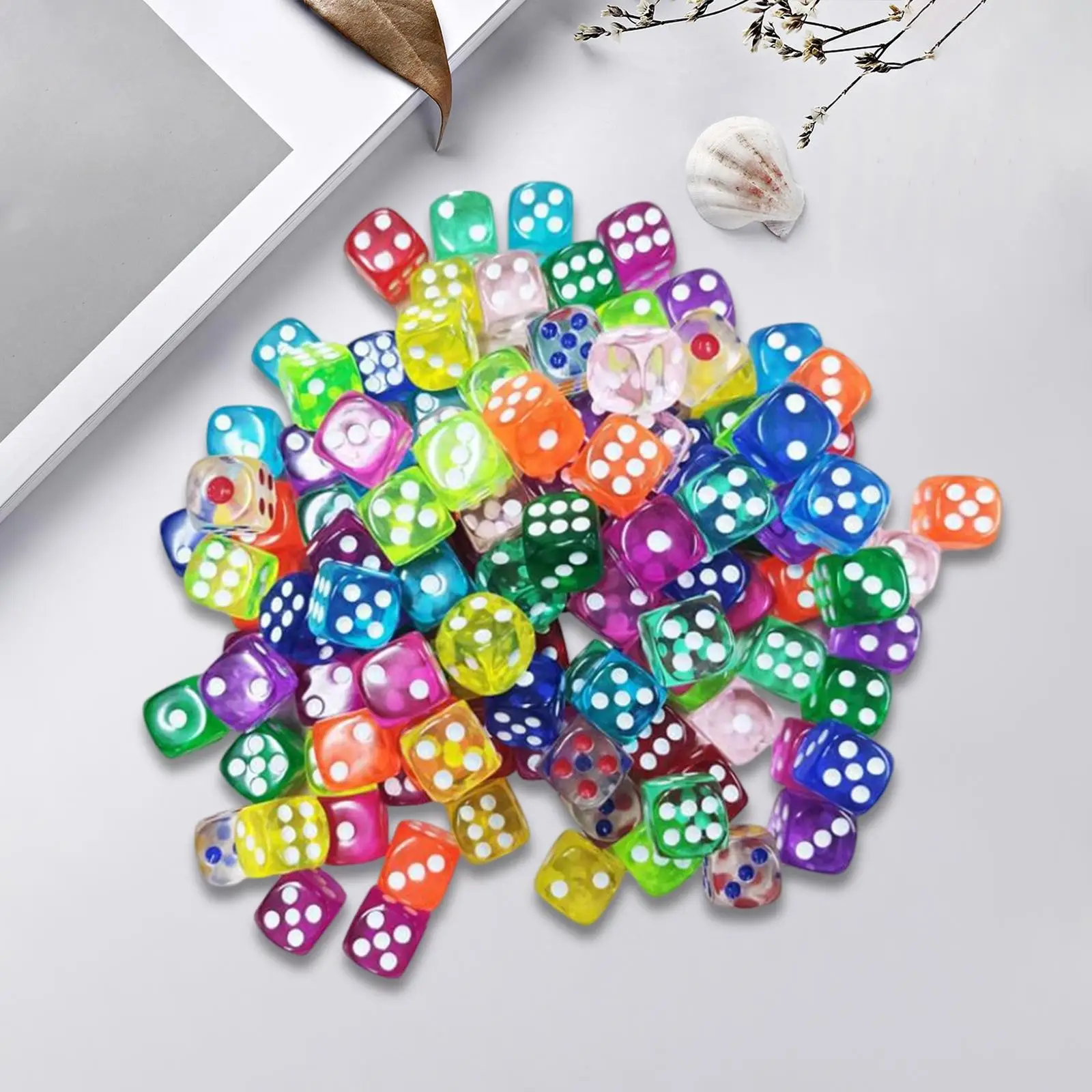 100Pcs Transparent Dice Set Stacking 6 Sided for Board Games Group Events Activity